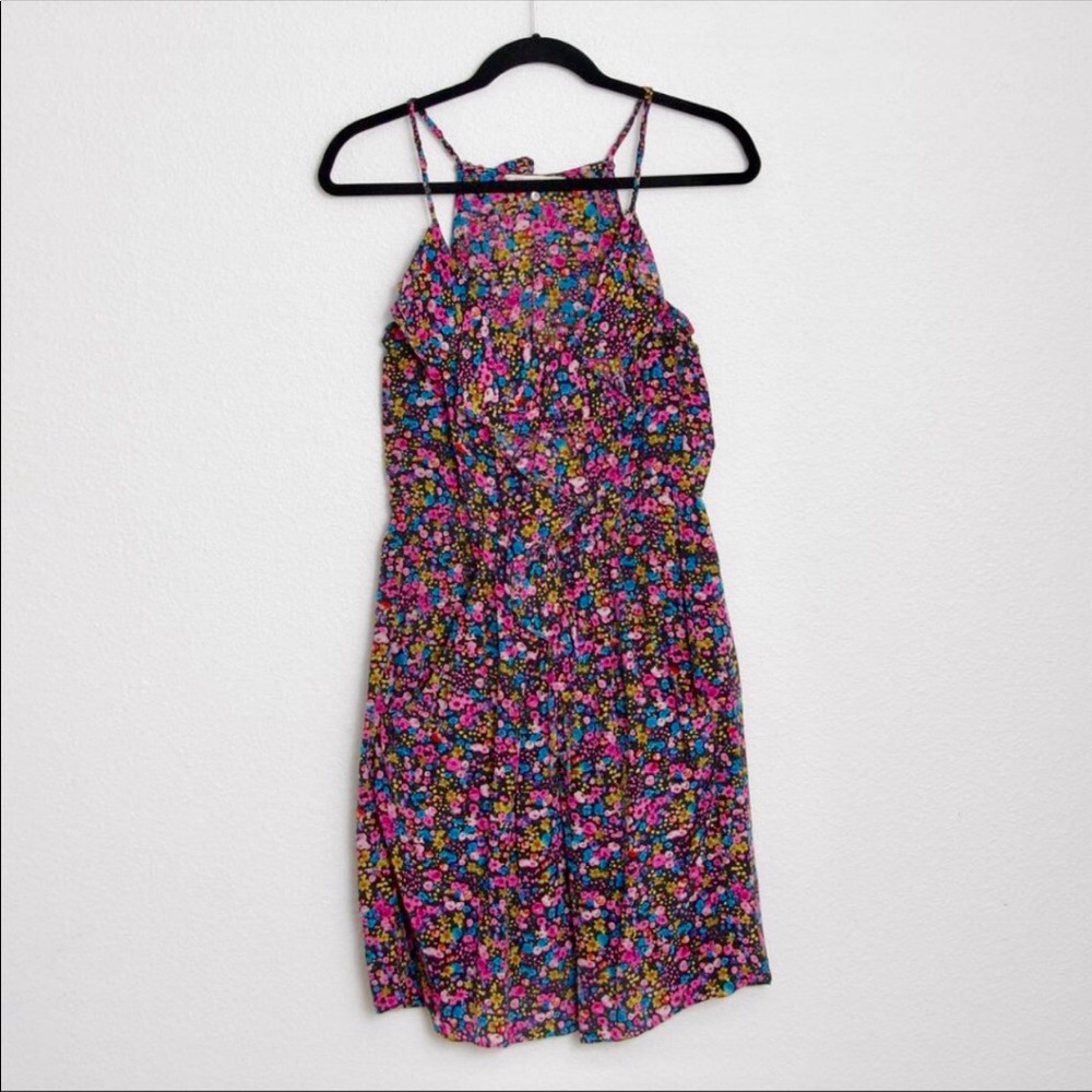 Rebecca Taylor Silk Vibrant Floral Ruffle Dress 8